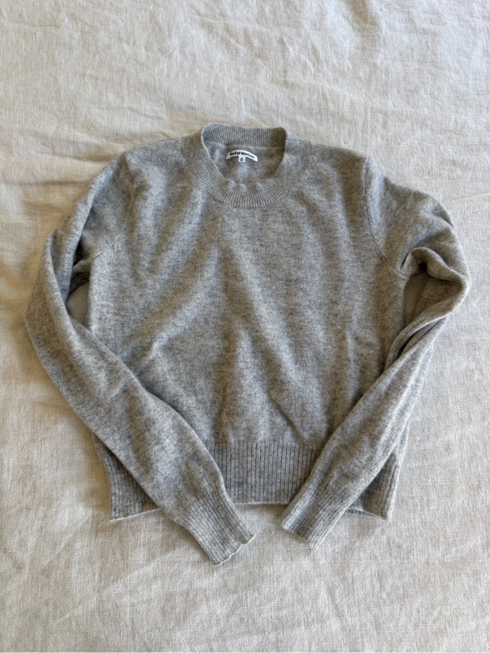 Reformation Lian Cashmere Crew Heather Gray Sweater